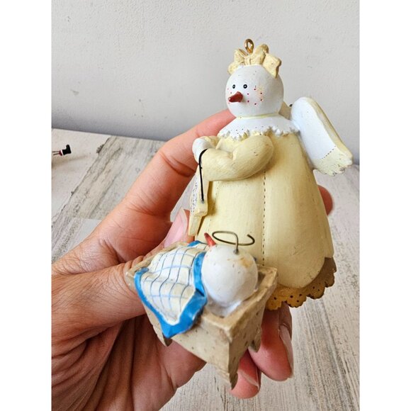 Sandi gore evans angel baby Jesus snowman ornament let us adore him Xmas tree - Picture 8 of 11